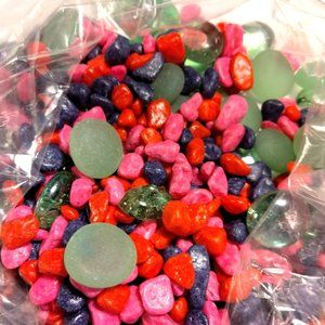 Multicolored Aquarium Stones Fish Tank Rock Gravel Glass Pink Blue Green 2 lb